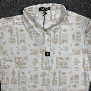 Bad Birdie Core Polo Women's Medium Stucco UPF 50 4-Way Stretch Wicking New $78